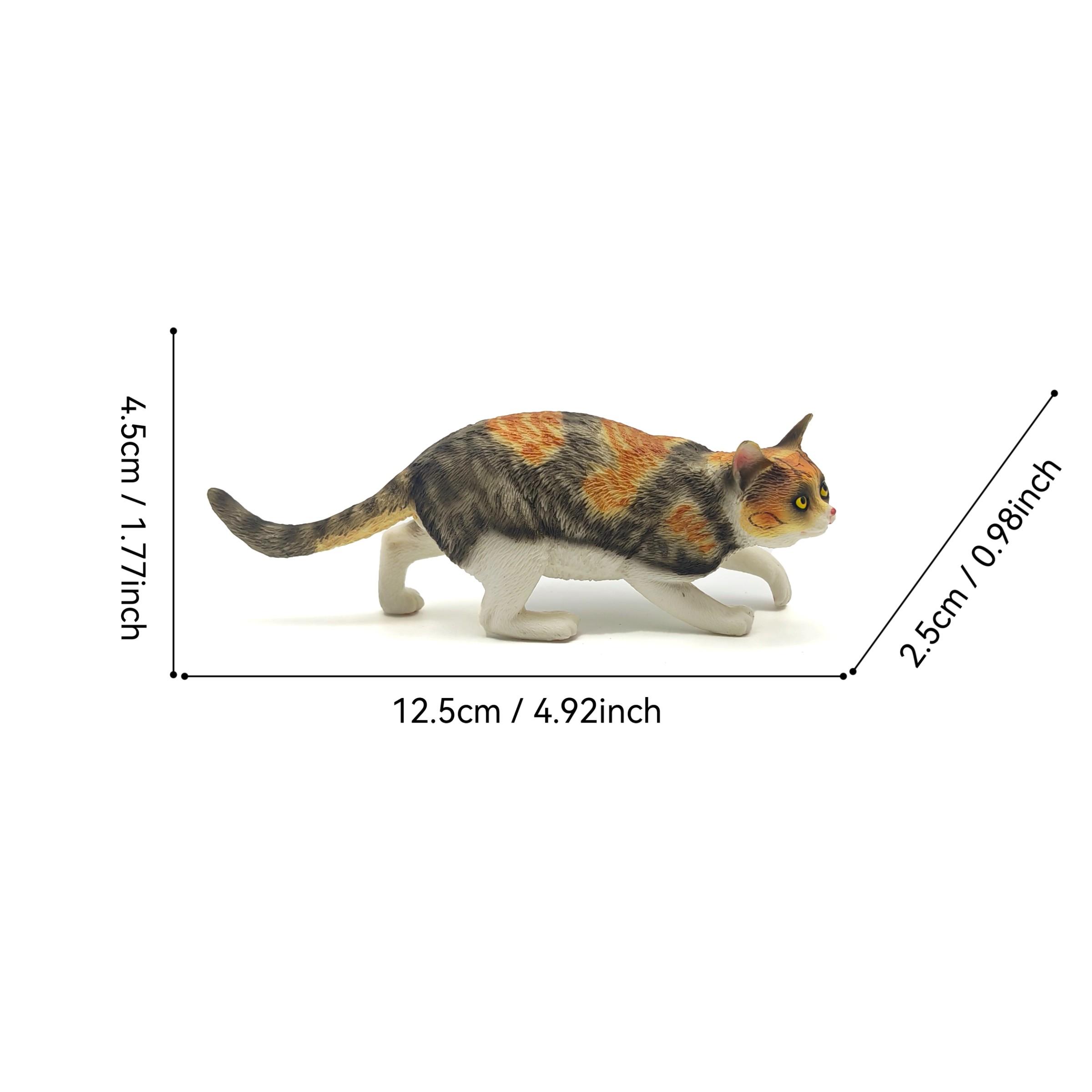 Unique Cat Figurine, Solid Plastic Wildlife Model, Perfect Home Office Desk Decoration, No Power Needed, Detailed Texture Design