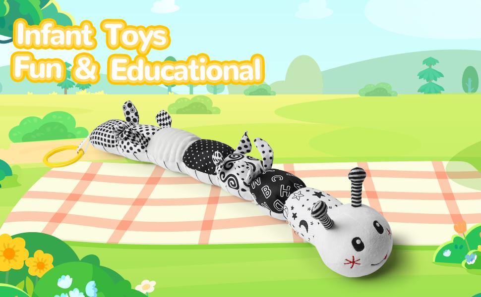 Dearlomum Newborn Baby Girl Gift Toys Infant Tummy Time Musical Stuffed Animal with Crinkle Rattle Textures Blue Crocodile Interactive Duck Shaped