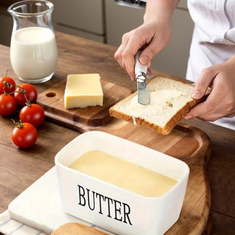 Ceramic Luxury Large Butter Dish - Countertop Keeper with Lid, Knife, High-Quality Silicone Sealing, and Easy-Clean Design - Perfect Kitchen Gift for Butter Lovers