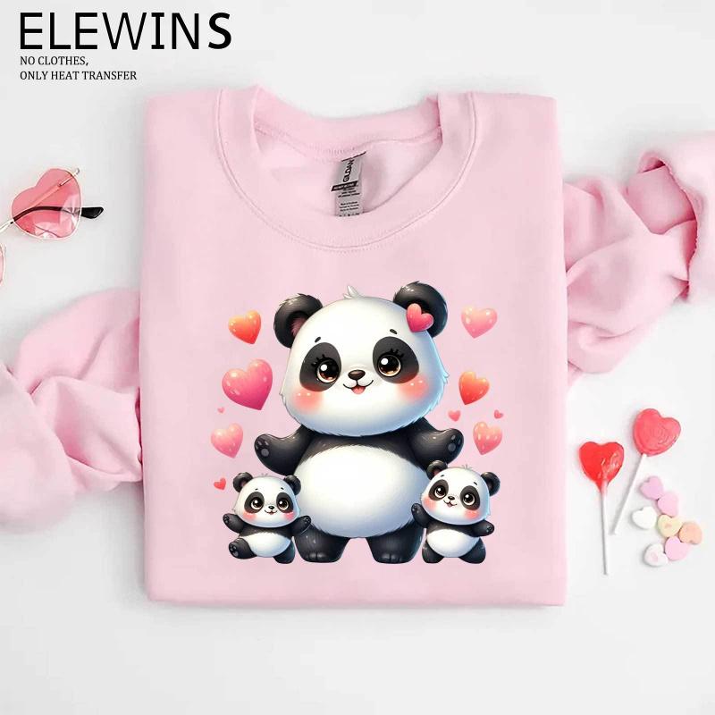 6 Sheets  Panda & Panda Mom DTF Iron On Transfers - Washable Plastic Vinyl Heat Press Sheets Suitable for T-Shirts, Hoodies, Jeans, Backpacks, Pillows - Machine Washable DIY Fabric Transfers for Men & Women