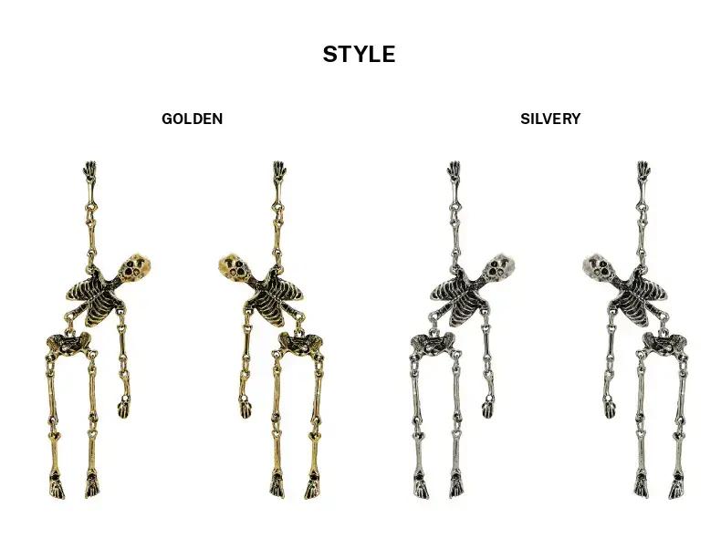 GGIRL Halloween Skull Earrings Jointed Skeleton Dangle Earrings Long Spooky Dangle Drop Skull Pendant Earrings Halloween Jewelry for Girls Women Party Gift Fashion Jewelry Gift for Holiday Haul Christmas Birthdays Anniversaries