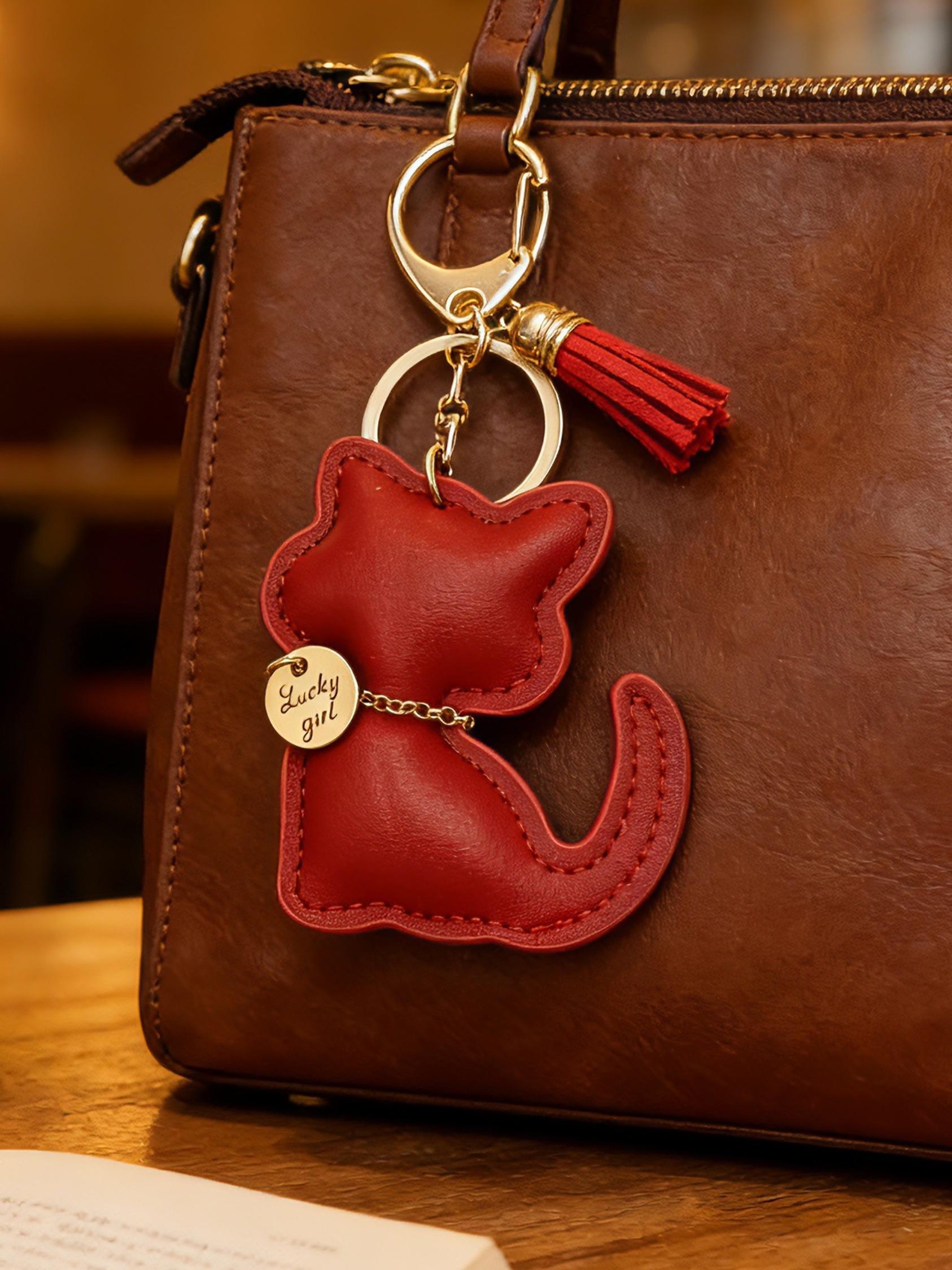Elegant Cat Shaped Keychain PU Leather Bag Charm, Cute Kitten Decoration, Perfect Gift for Women and Girls, Birthday, Special Occasions