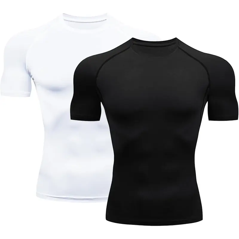 Men's Compression Shirt - Short-Sleeve Stretch Athletic Tee, Dry & Comfortable Quick Dry UPF Baselayer, Super Strong Elasticity Fitness Apparel for Gym Workout Rash Guard Swimwear
