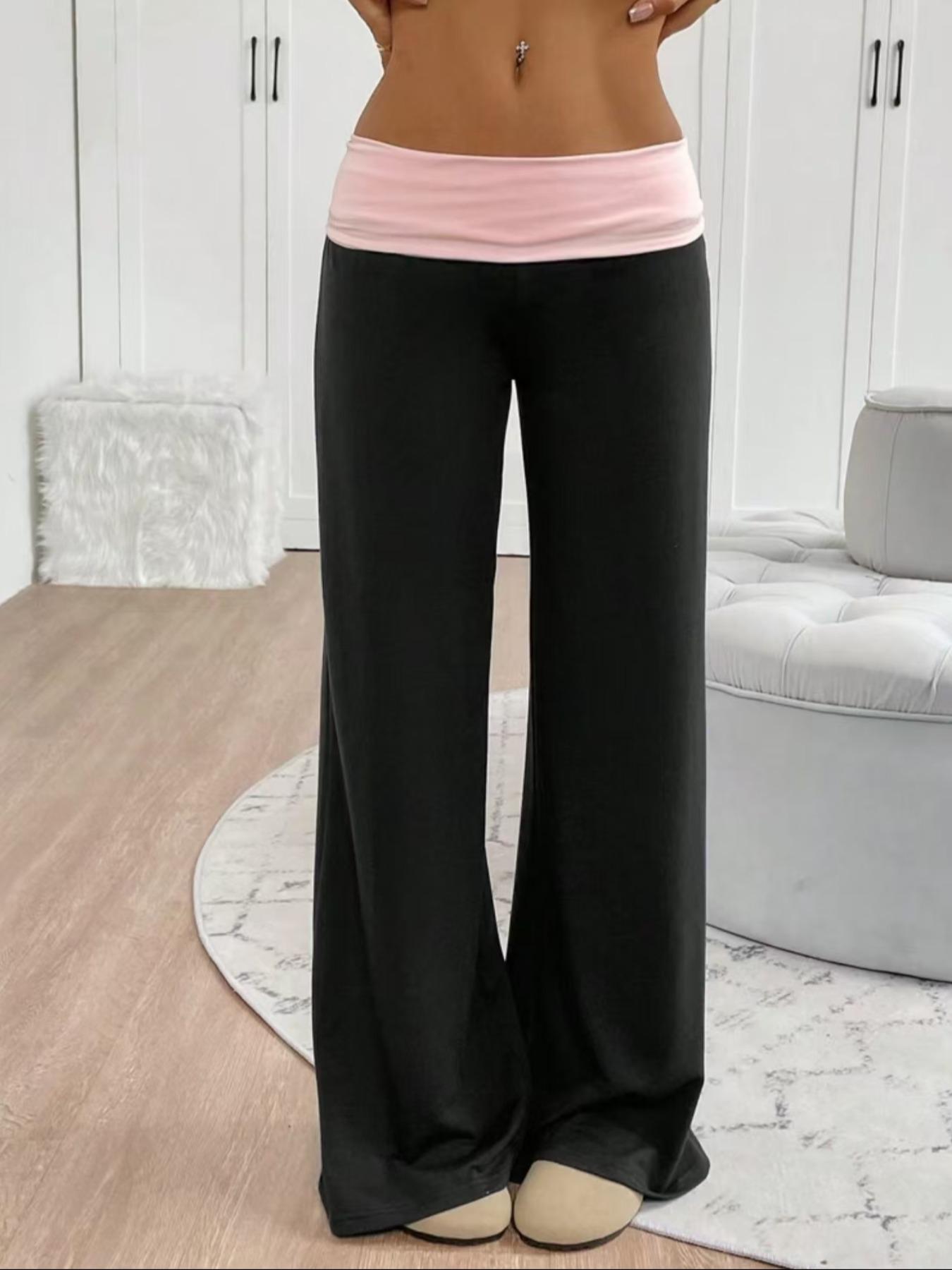 Women's Casual Spring Wide Leg Pants with Contrast Lapel Collar, Perfect for Graduation & Back-To-School, Teacher Creative Design