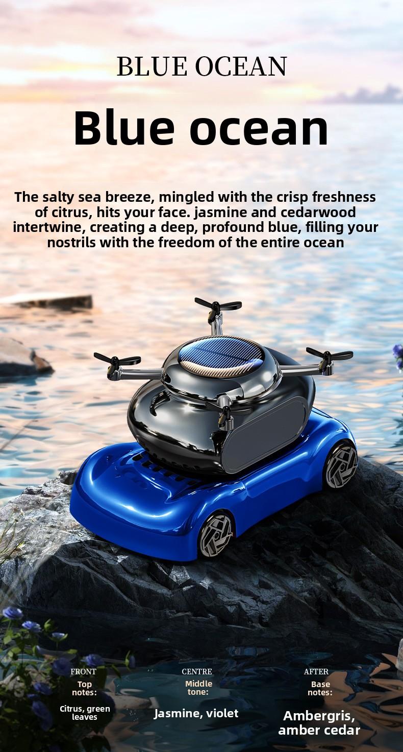 Floral Solar-Powered Vehicle Air Freshener - Blue-Ocean Golden-Osmanthus Fragrance Gels & Blocks Device, Quick-Refresh Home & Vehicle Interiors Accessory