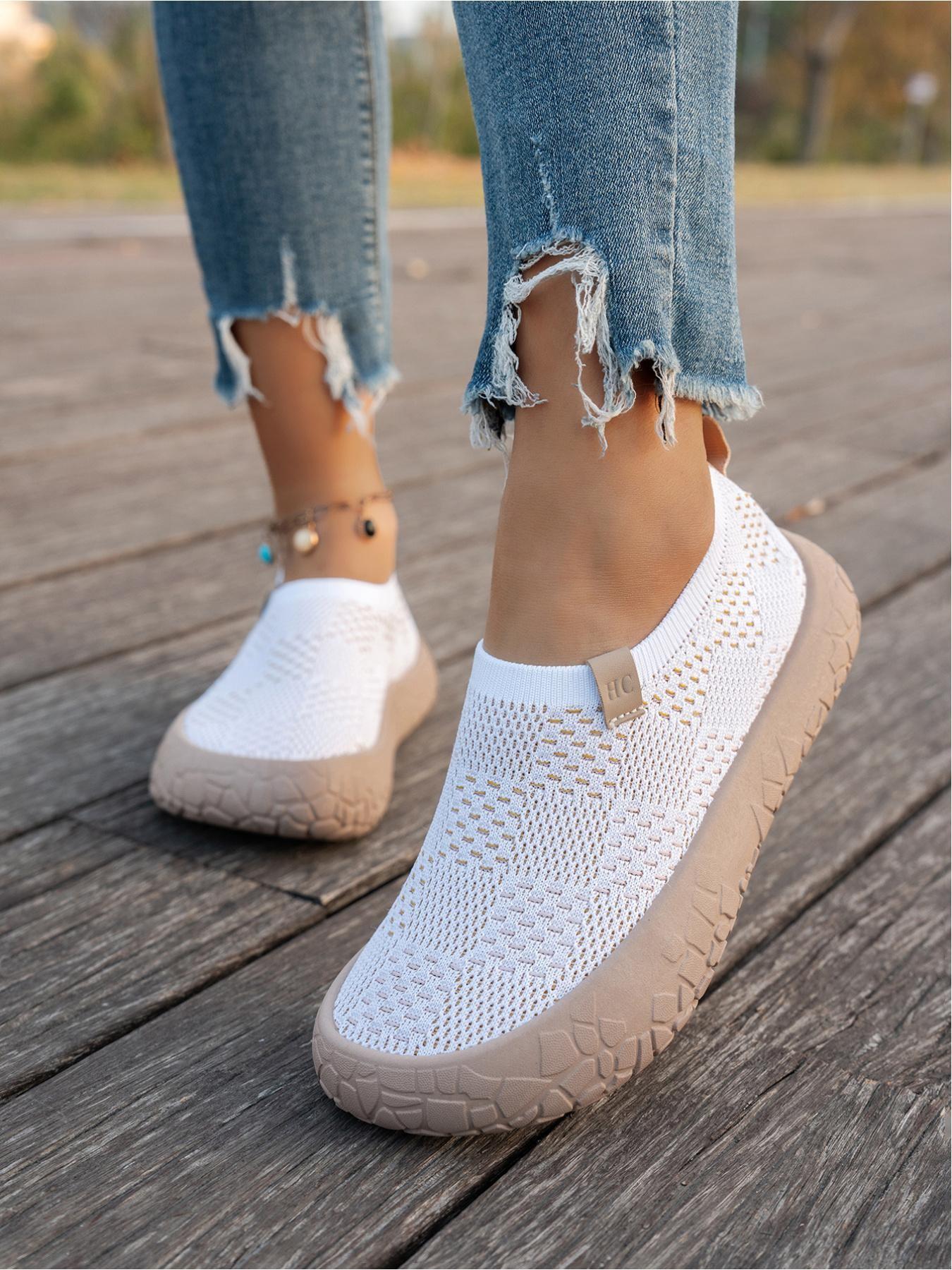 Women's Colorful Graffiti Slip-On Sneakers, Breathable Knit Mesh Comfortable Walking Shoes, Lightweight Non-Slip Soft Sole Casual Loafers for Outdoor, Work, Travel and All-Day Wear