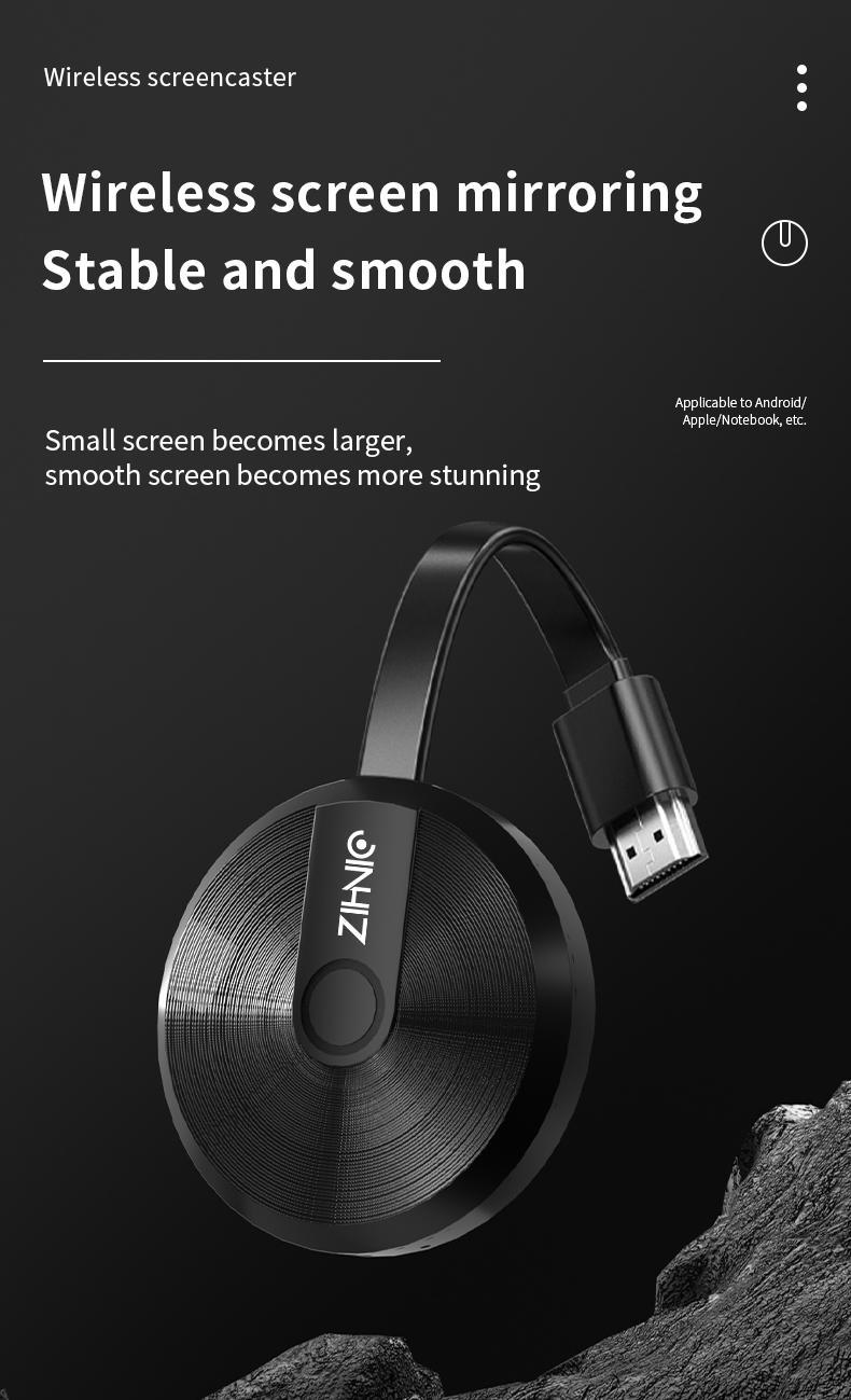 ZIHNIC Wireless Screen Projector HD TV Monitor Portable Mobile Phone Connection TV Monitor HD Wireless 5G 4K Horizontal and Vertical Screen Connector