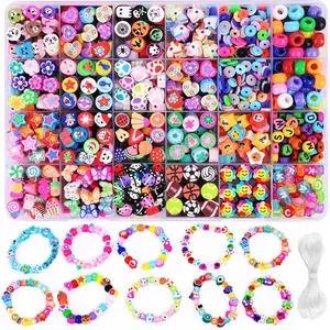 1000PCS Polymer Clay Beads Bracelet Making Kit, 24 Styles Cute Shapes Beads Charms for Jewelry Necklace Earring DIY Accessories for Women Girls