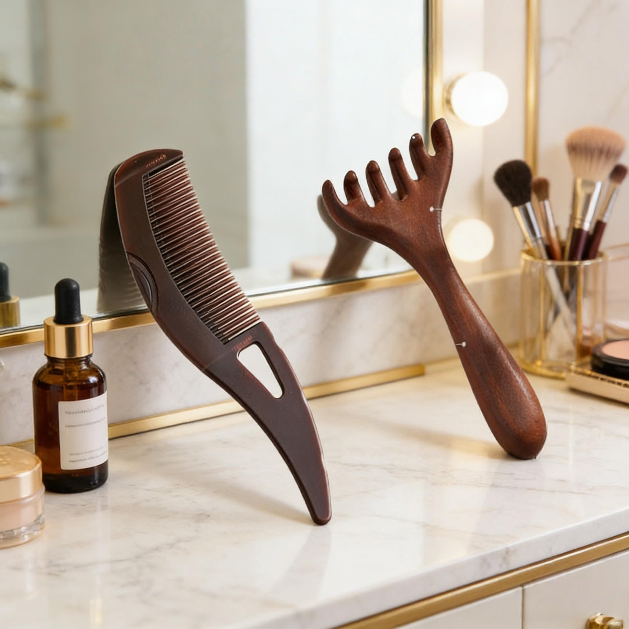 Energy Comb Set, Hollow Design Hair Care Brush, Dandruff Removal Comb, No Wash Anti-Hair Loss, Oil Control Head Combs, 2 Pieces