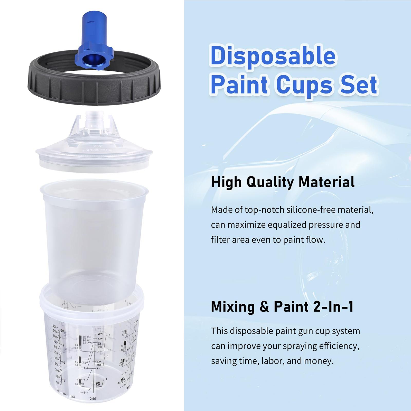 HVLP Paint Sprayer With 10pcs 600ML Mixing Quick Cup, Spray Paint Gun Set Contain 3 Nozzles 1.4/1.7/2mm &Pressure Gauge, Sprayer Gun For Car Painting, Furniture Surface Spraying (Blue Set)