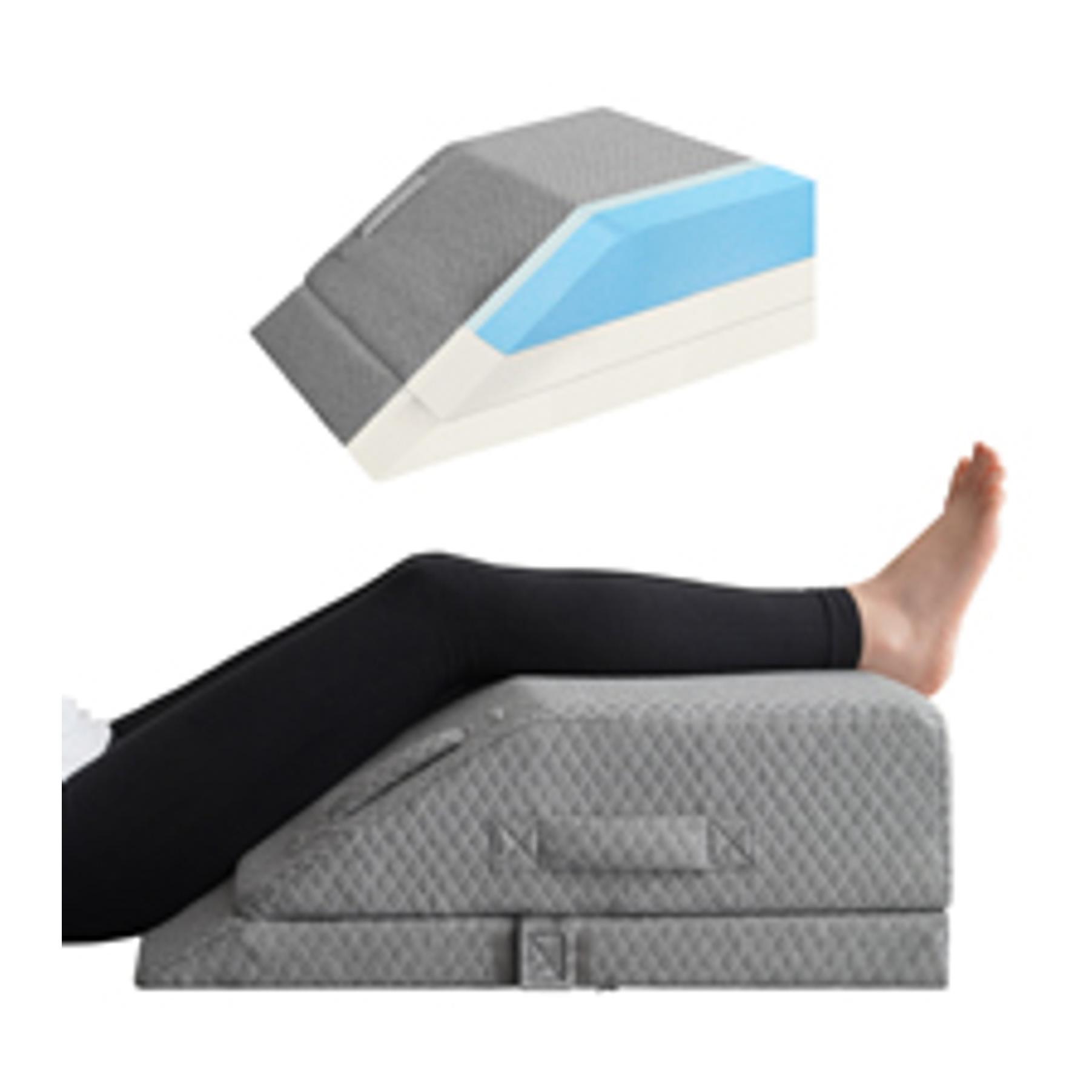 4-Height Adjustable Leg Elevation Pillows for After Surgery, Injuries, or Rest, Memory Foam Leg Pillows for Sleeping with 3 Handles and Insert Pad, Washable Velvet Cover