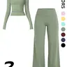 【Black Friday】Women's Two-Piece Sporty Long Sleeve Top & High-Waisted Pants, Breathable Yoga Gym Running Wear, Spring & Fall Fitness Apparel