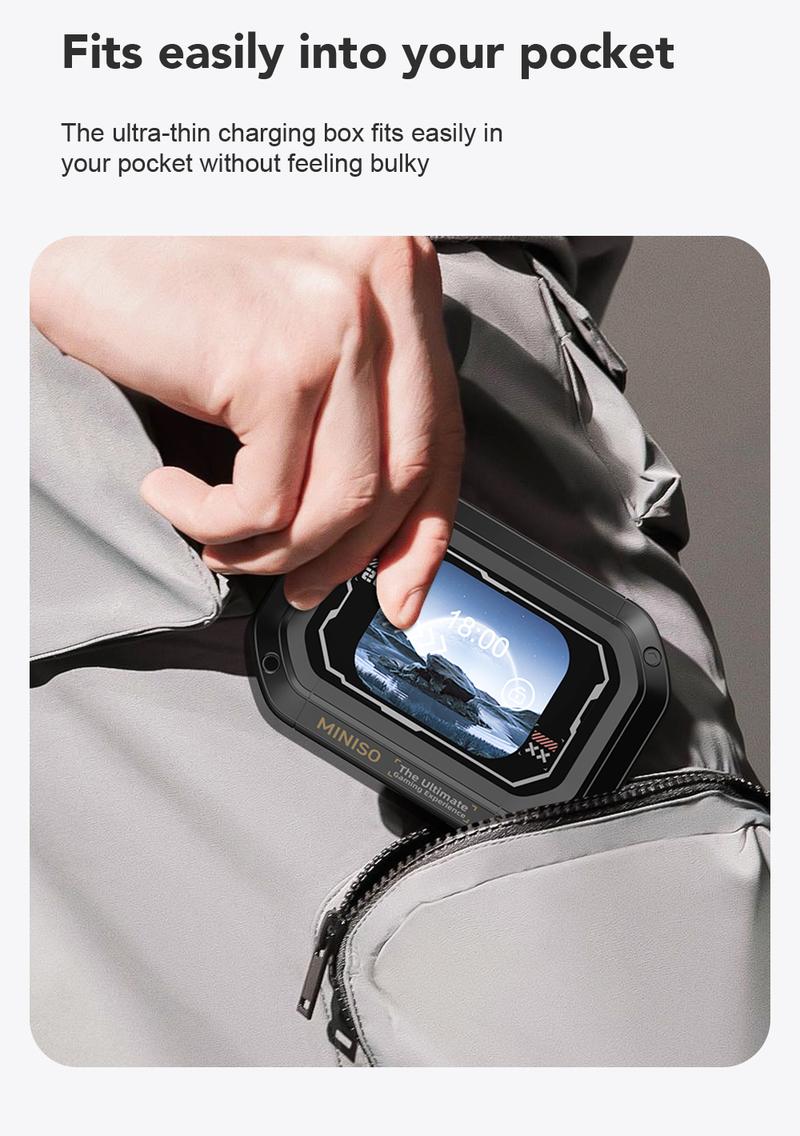 MINISO M98 Support 134 Language with Traslate APP Translator Earbuds Real-time Translation  Full Color Display Touch Translation Earbuds Real Time for iPhone and Android Headphones Translating  for Travel Business game