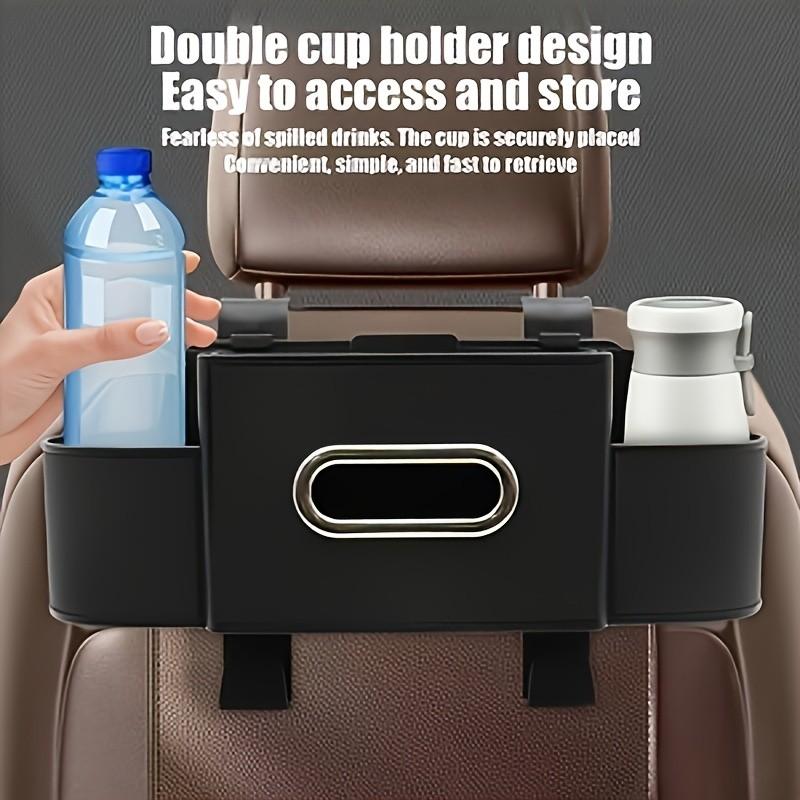 Car Rear Seat Hanging Storage Box, with Tissue Holder & 2 Cup Holders, Compact Interior Organizer, Simple Design, Essential Vehicle Accessory, Car Organization Accessories, Car Organizer Back Seat, Car Organizers and Storage