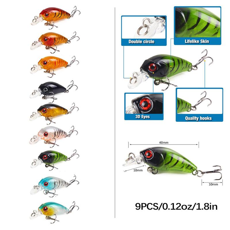 97PCS Fishing Lures Kit Mixed Including Minnow Popper Crank Baits with Hooks for Saltwater Freshwater Trout Bass Salmon Fishing