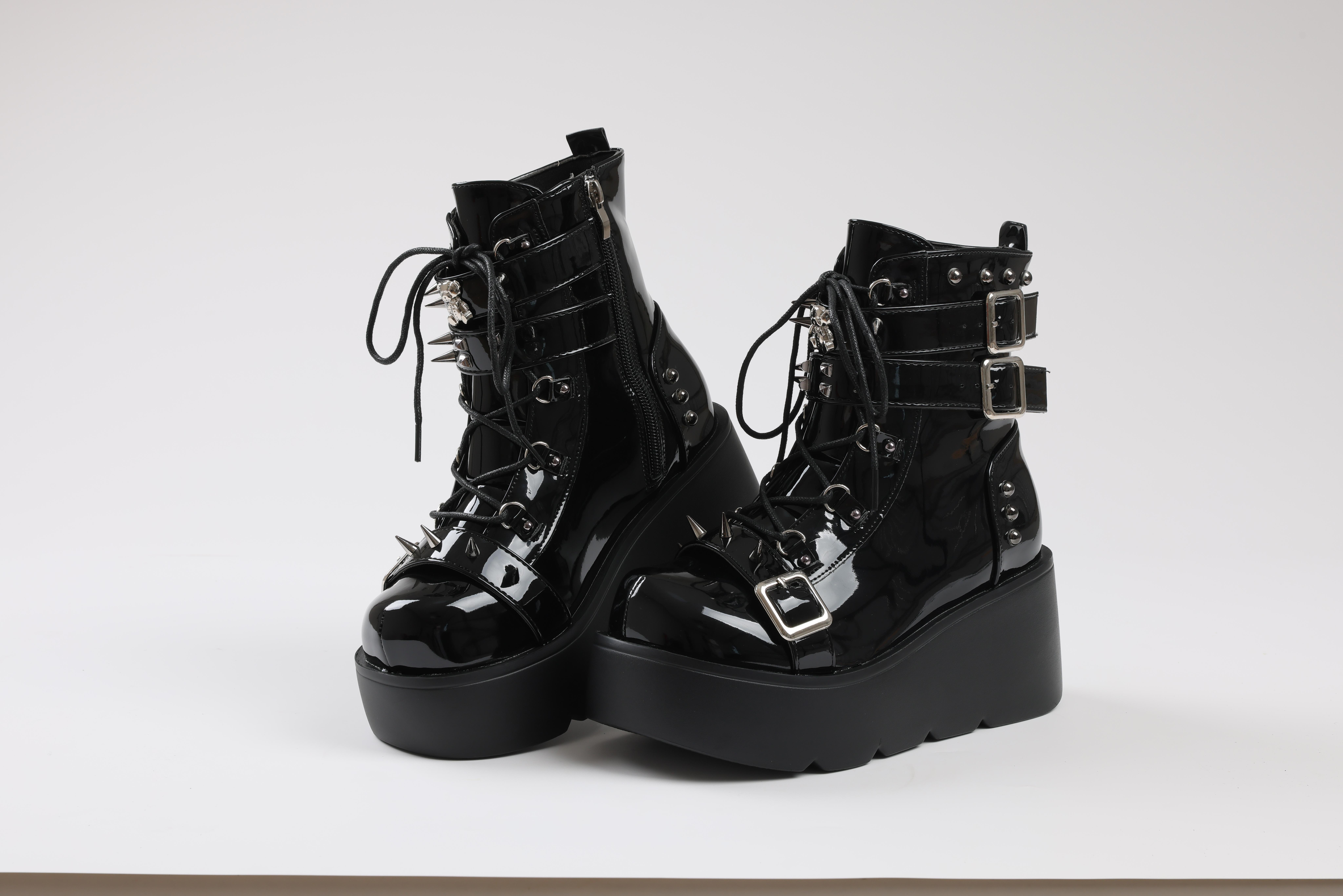EROCALL Women's Platform Gothic Ankle Booties With Adjust Studded