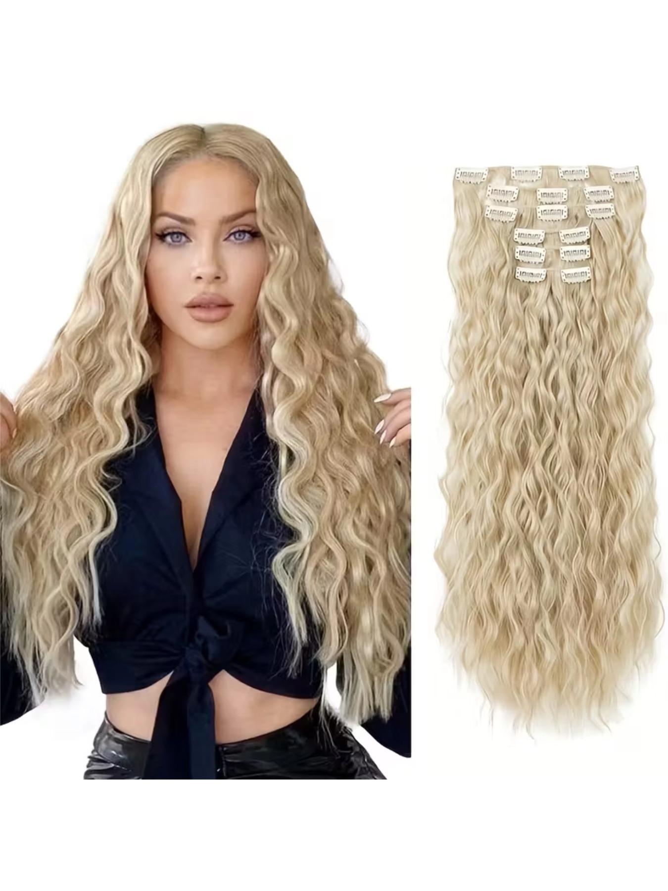 6 pcs/set Long Curly Wavy Natural Black 140g Clip-In Hair  display picture 3