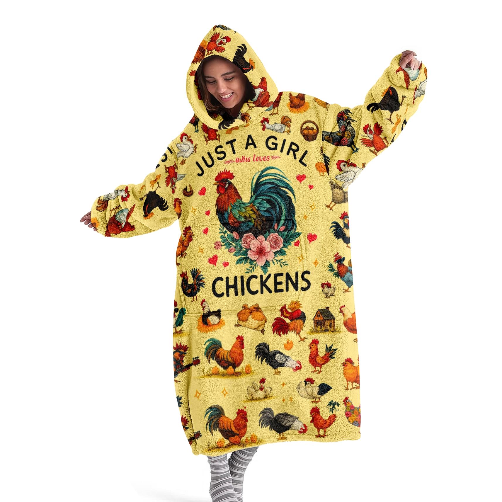 Hooded Blanket Wearable Throw, Patchwork Chicken Hoodie Blanket, Digital Print Flannel Soft Warm Blanket for Sofa Home Leisure Air Conditioning Nap Office Bed Camping Travel Gift，Christmas Gift, Valentine's Day gift #GLOBAL PICKS