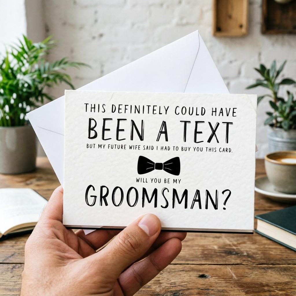 5 Funny Wedding Groomsman Invitation Cards, Creative Gift for Best Man, Includes Envelope, Perfect for Pre-Wedding Party Surprises