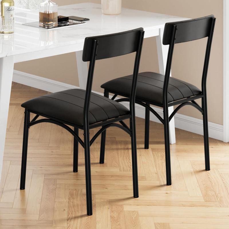 Dining Chairs Set of 2, Upholstered Dining Chairs with Back, PU Leather Dining Kitchen Chair for Kitchen, Apartment, Dinner, Comfortable Seat, Easy Assembly