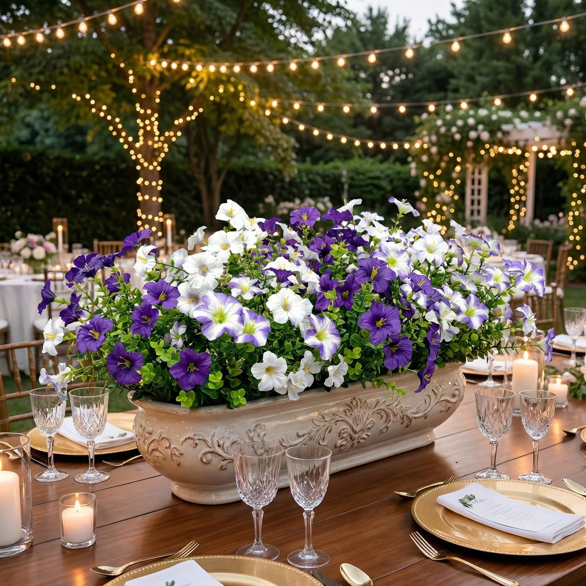 5 Counts Eucalyptus Bellflower Bouquet, UV Resistant No Water Care, Ideal for Floral Enthusiasts, Lawn Decor, Holiday Home Decoration