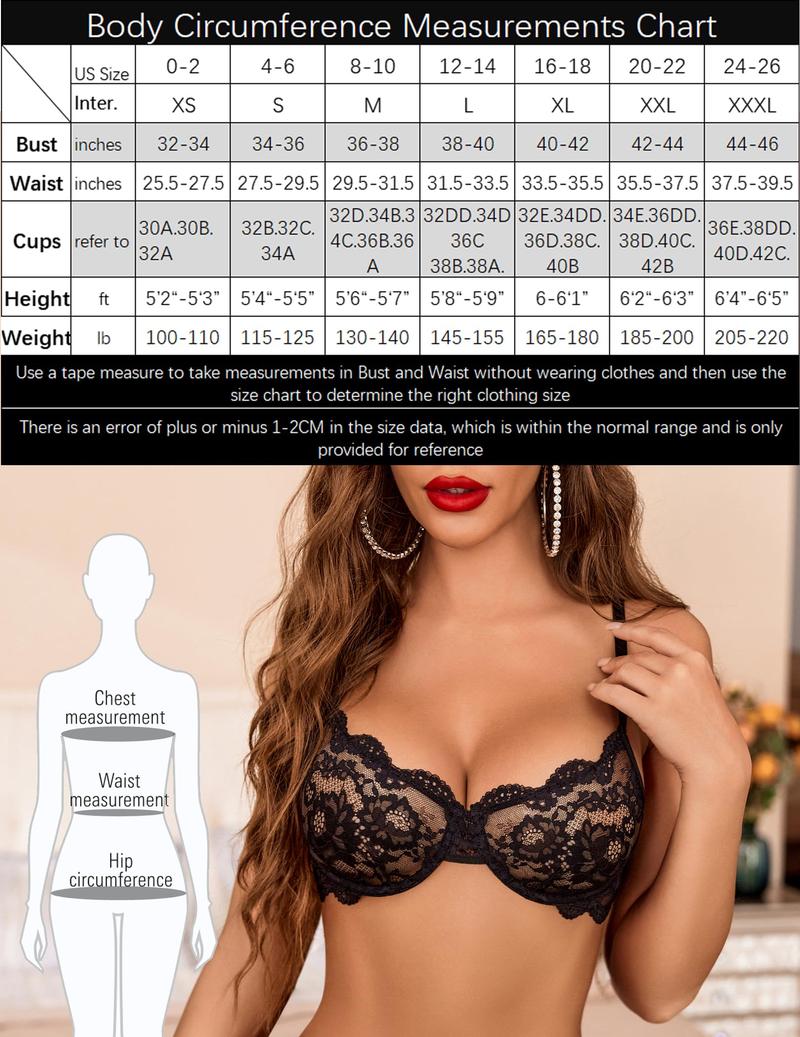 Avidlove Women Bra and Panty Sets with Underwire Floral Lace Lingerie Set