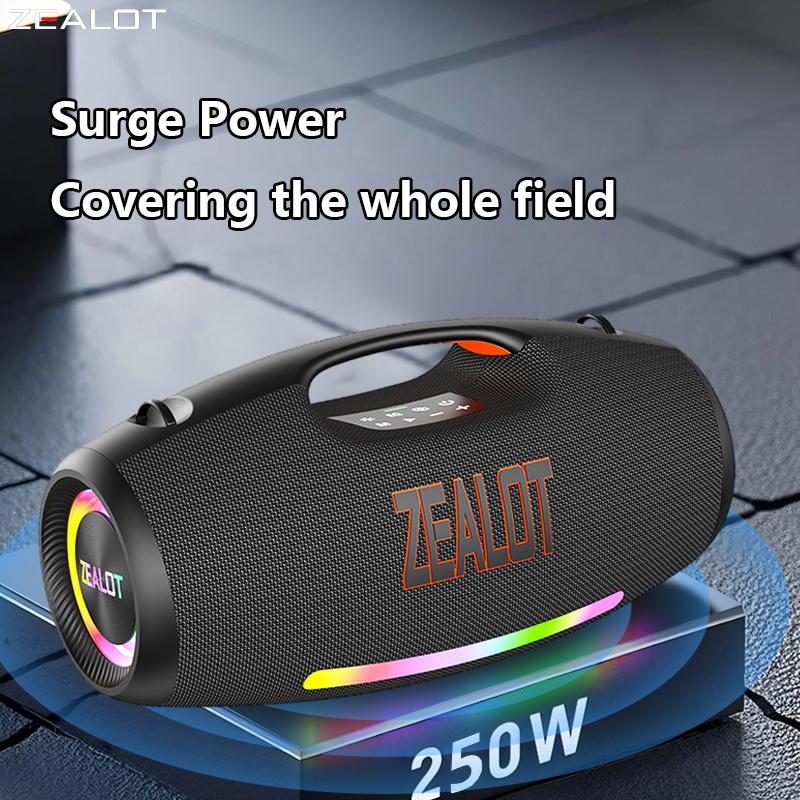 250【ZEALOTS89】Portable wireless speaker, high fidelity sound and audio, desktop Bluetooth speaker surround sound, TWS pairing, 48000mAh long battery life, supports USB/TF card/AUX/BT smartphones. Ideal choice for family/car/party/camping/gift giving
