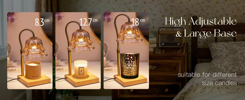 Flower Candle Warmer Lamp with Timer & Dimmer, 2 Bulbs Height Adjustable, Fall Home Front Porch Decor, Thanksgiving Home Decoration, Gift for Birthday，Merry Christmas，TikTokShopBlackFriday