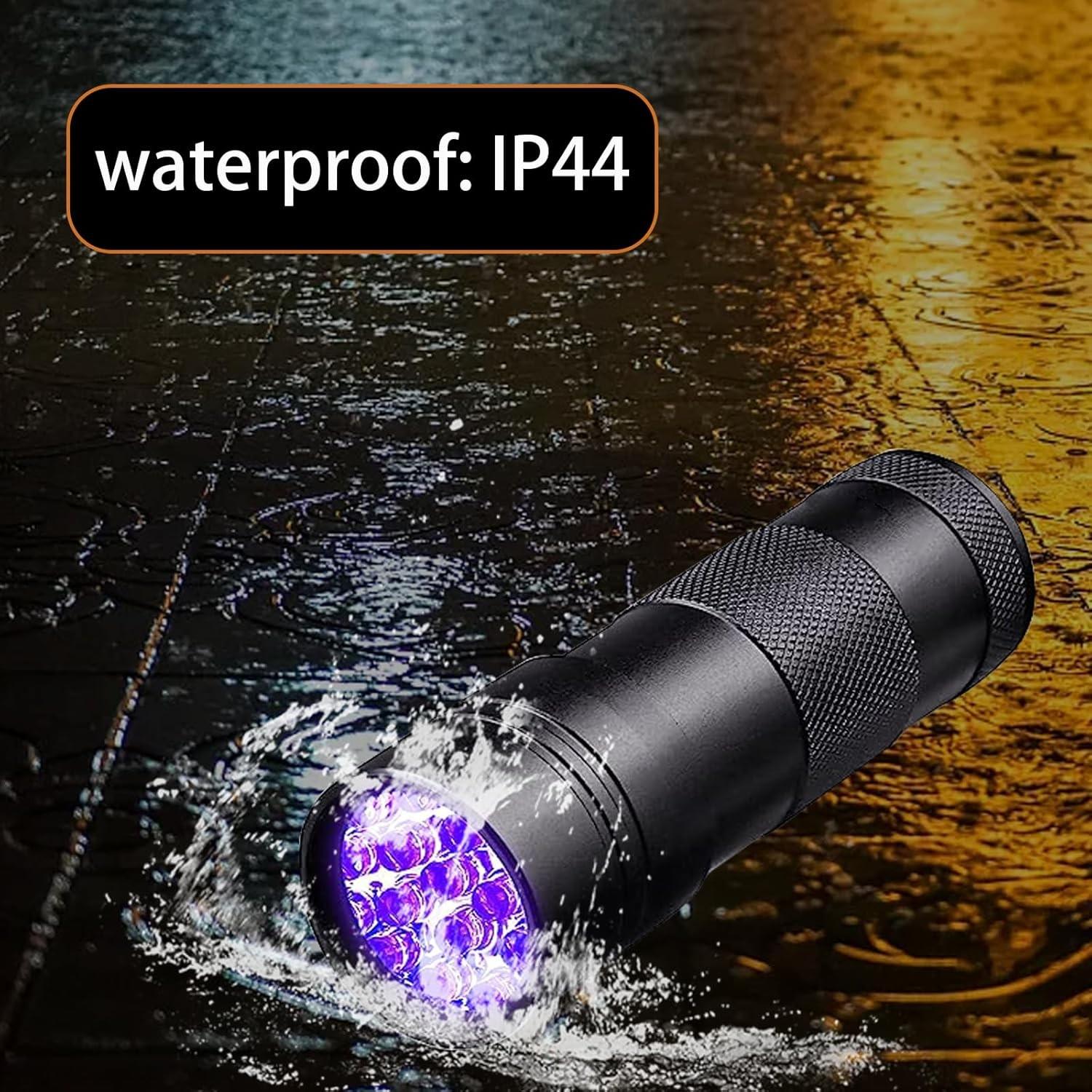 Wild Bright 2-pack portable 12-LED ultraviolet flashlight with 395nm wavelength, black light detector for dog urine and pet stains, fluorescent aluminum detector, suitable for outdoor hiking and garden search, 6*AAA batteries not included