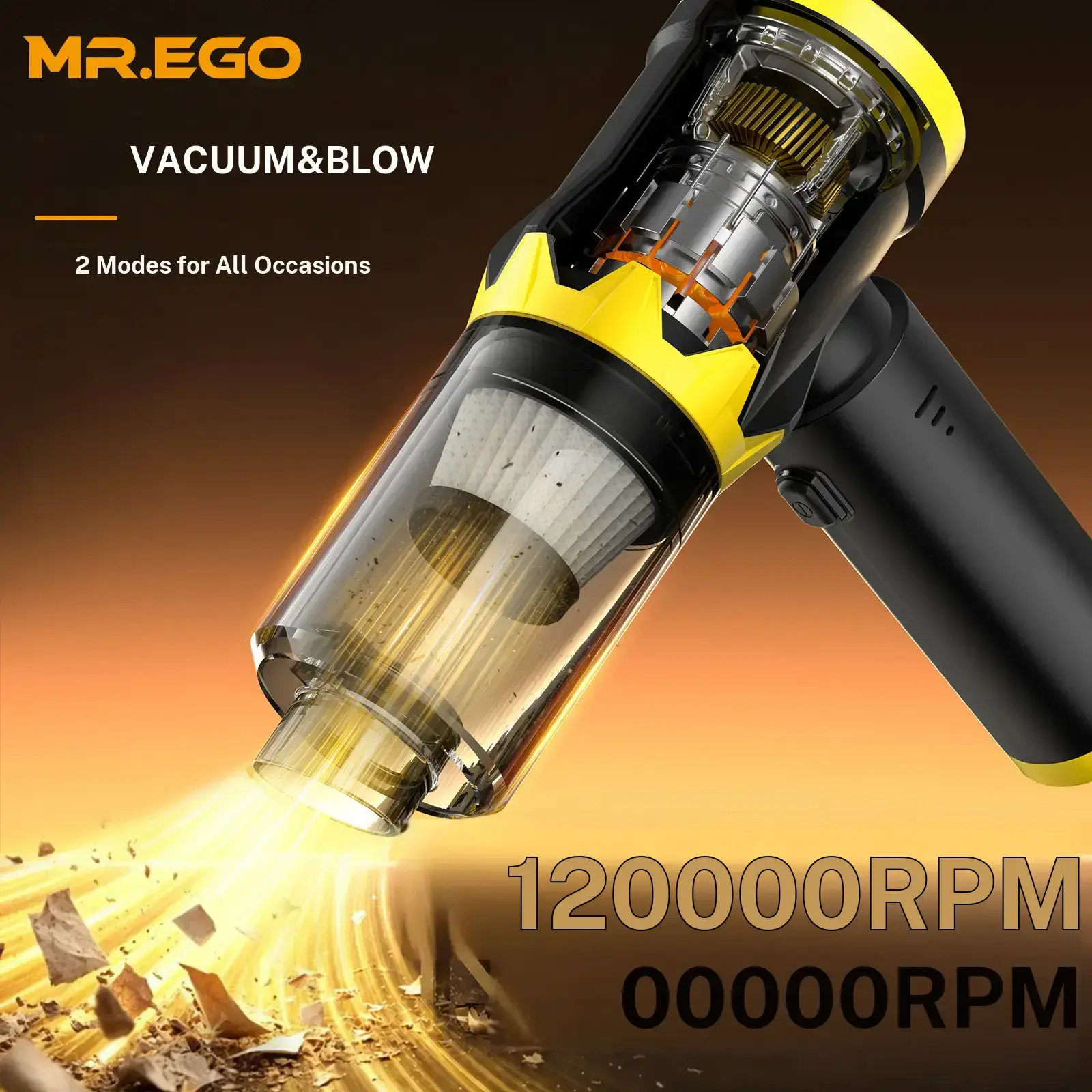 MR.EGO G2 Cordless Car Vacuum, Lightweight 4-in-1 Mini Vacuum Cleaner with 20000Pa Suction, 120000rpm Motor, 2 Suction Modes, Type-C Quick Charge, Car Detailing Kit for Home & Desk