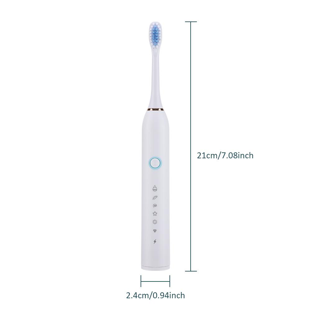 Electric Toothbrush with Replacement Brush Head, 1 Box 6 Modes Teeth Cleaning Product, Oral Care Waterproof Type-C Rechargeable Toothbrush