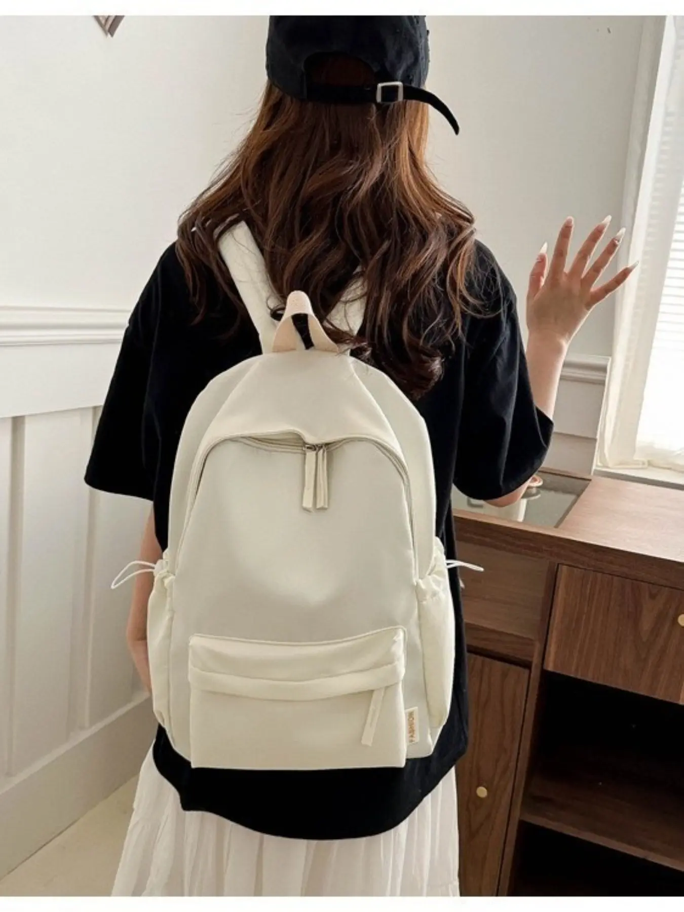 Solid Color Simple Backpack, Large Capacity Multi‑Compartment Laptop Backpack, Lightweight Casual Daypack for School Commute Short Trips, for Students & Office Workers