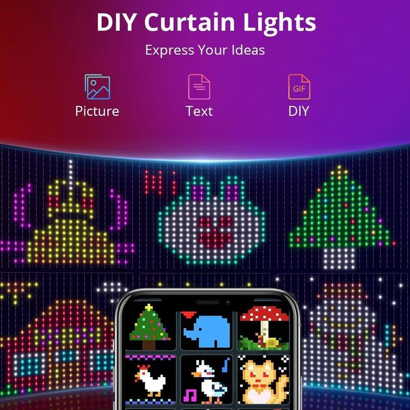 Smart LED Curtain Lights with 400 LEDs, 10x10ft Large & App/Remote Control, USB Powered for Bedroom, Christmas Party, Wedding, Outdoor, Wall, Jellyfish & Lava Lamp Style Decoration