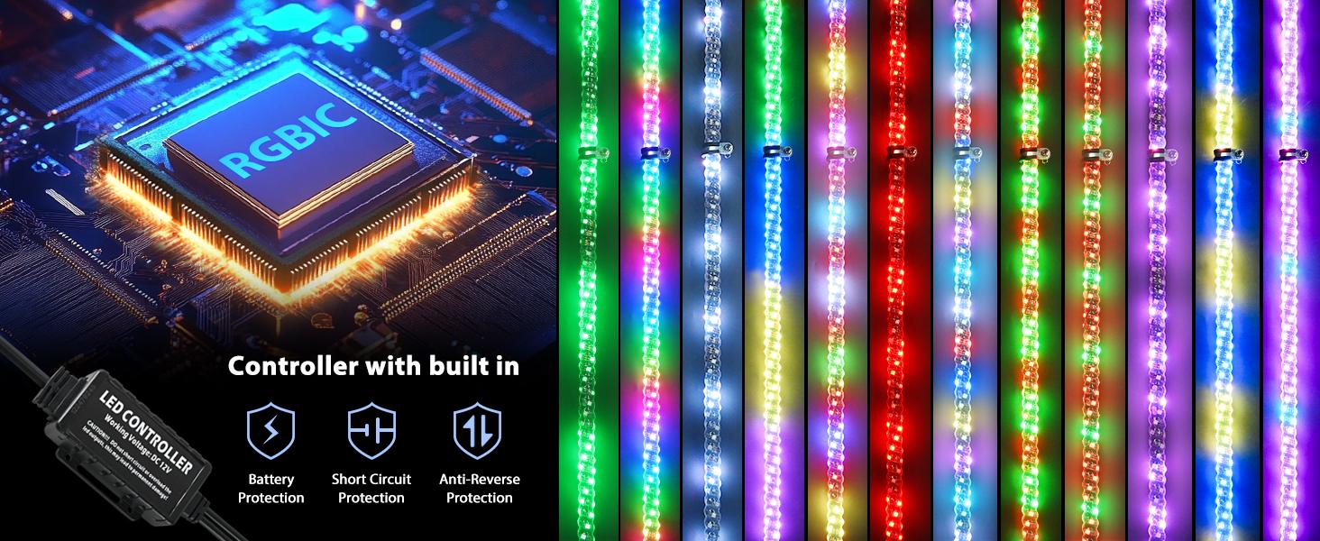 Nilight 2PCS 6FT RGB LED Whip Light, Remote & App Control w/DIY Chasing Patterns Stop Turn Reverse Light Safety Antenna Lighted Whips for ATV UTV Polaris RZR Can-am Dune Buggy Jeep dealsforyoudays