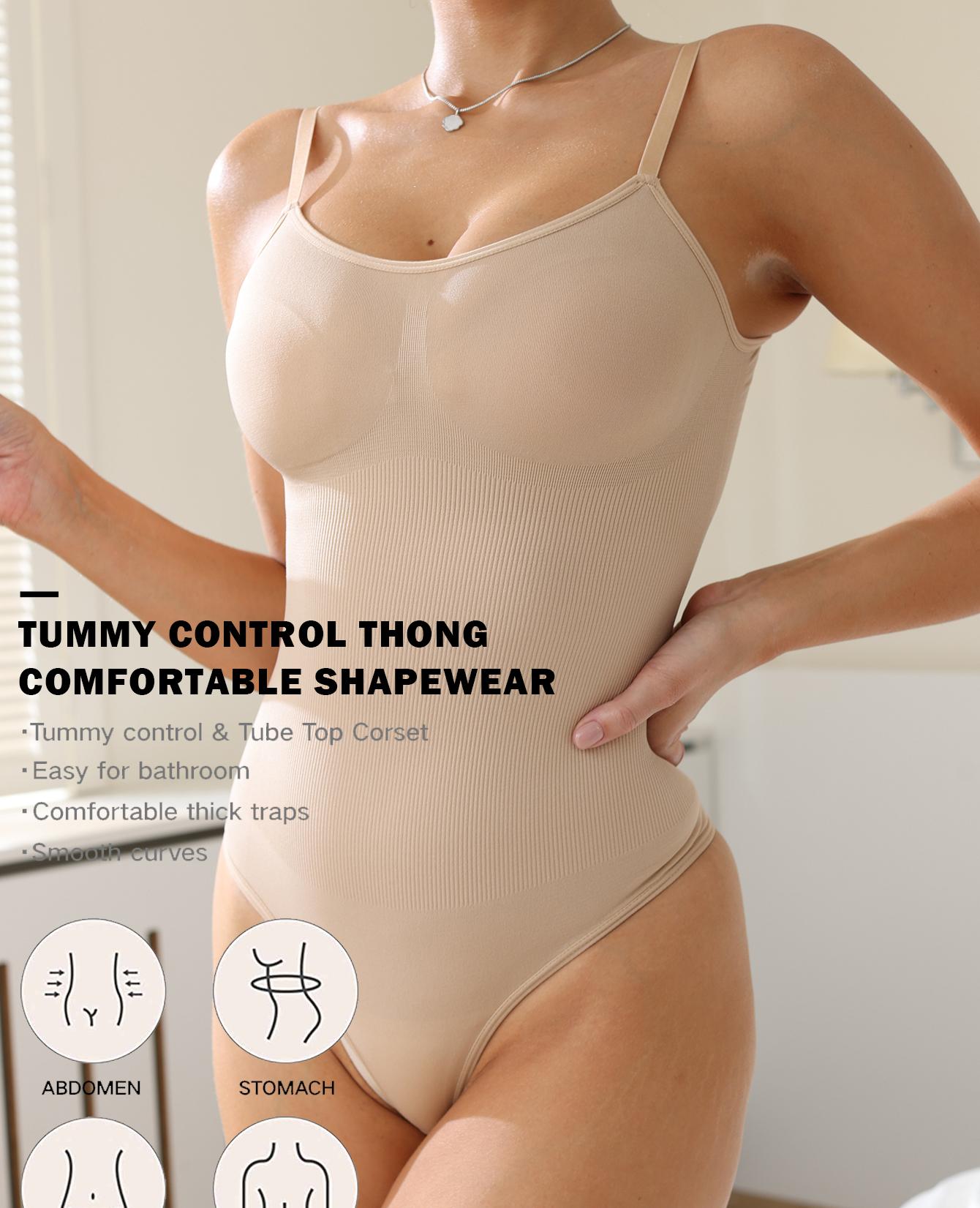 5 piece set Women's solid color sexy one-piece shapewear, high elasticity, no bra pads, adjustable straps, thong crotch with hook, suitable for daily wear, casual, yoga, and sports. Sexy versatile camisole, women's shapewear bodysuit.