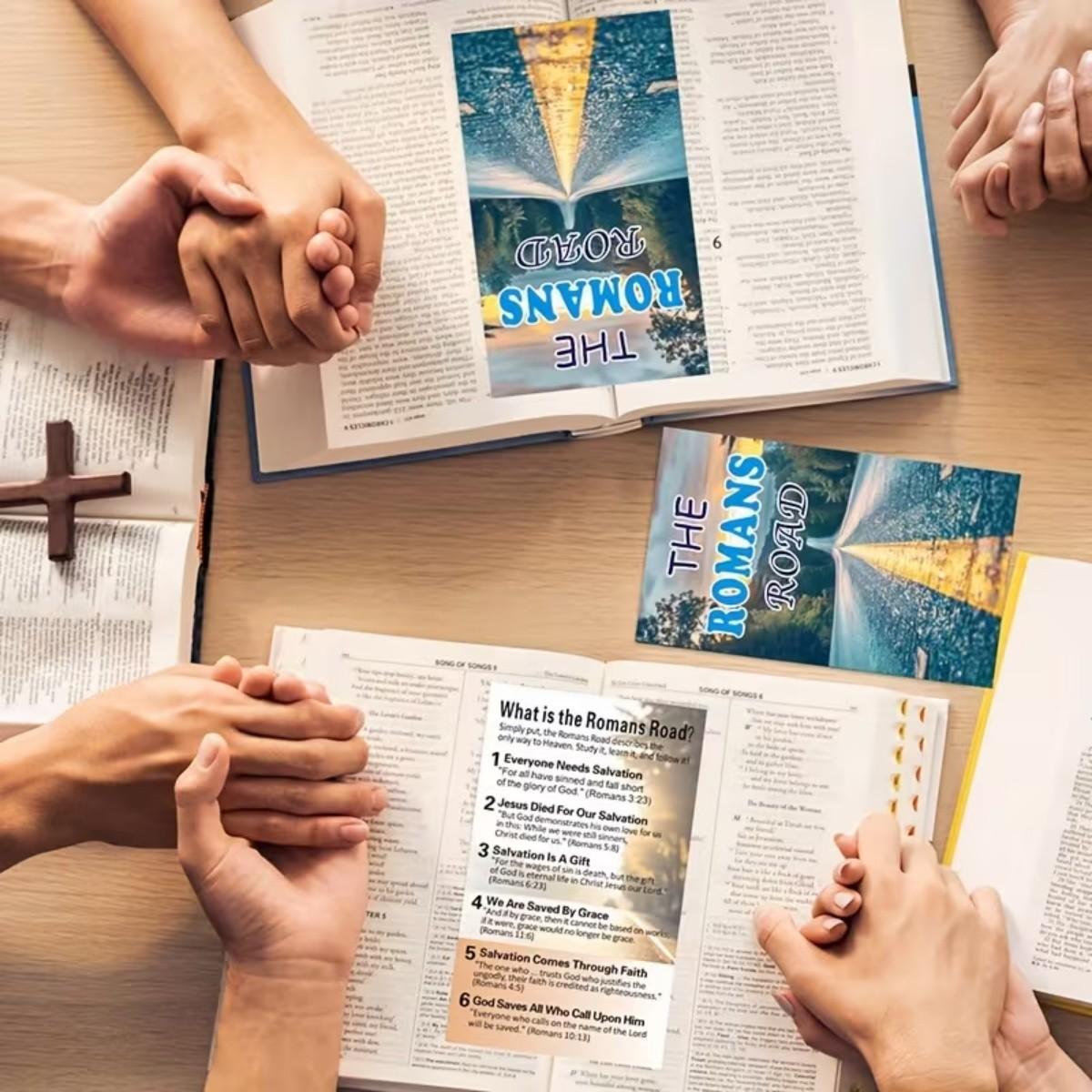 100 Gospel Tracts, Salvation Cards, Pocket Prayer Postcards, Christian Inspirational Bible Verse Gifts(Matte Finish — The Roman Road)Suitable for Wallet Plans, Bookmarks, And Outreach to Christian Youth of gift。