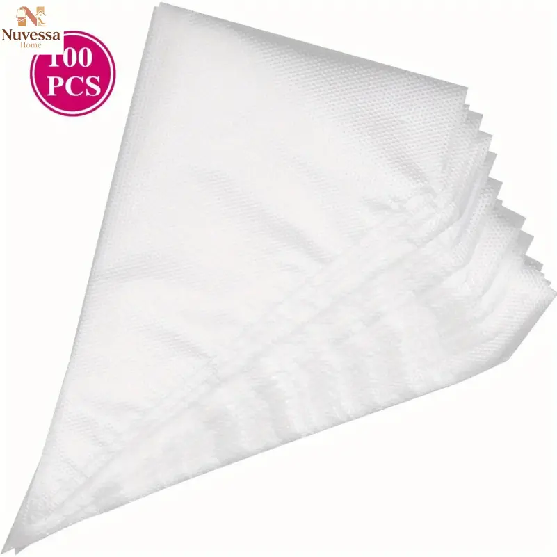 NUVES 100pcs Disposable Piping Bags, Thickened Piping Bags Cookie Biscuit Cake Cream, Baking Supplies, Icing Bags, Pastry Decorating Tools