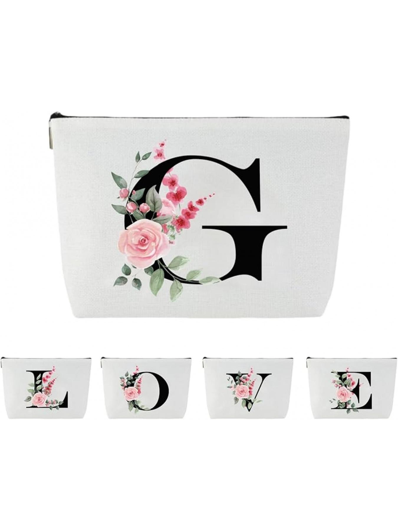Blisswave Cosmetic Bag with Name, Personalised Cosmetic Bag from A to Z, High-Quality Metal Zip, Exquisite Print Design, Lined, Personalised Gifts for Women and Girls (White)
