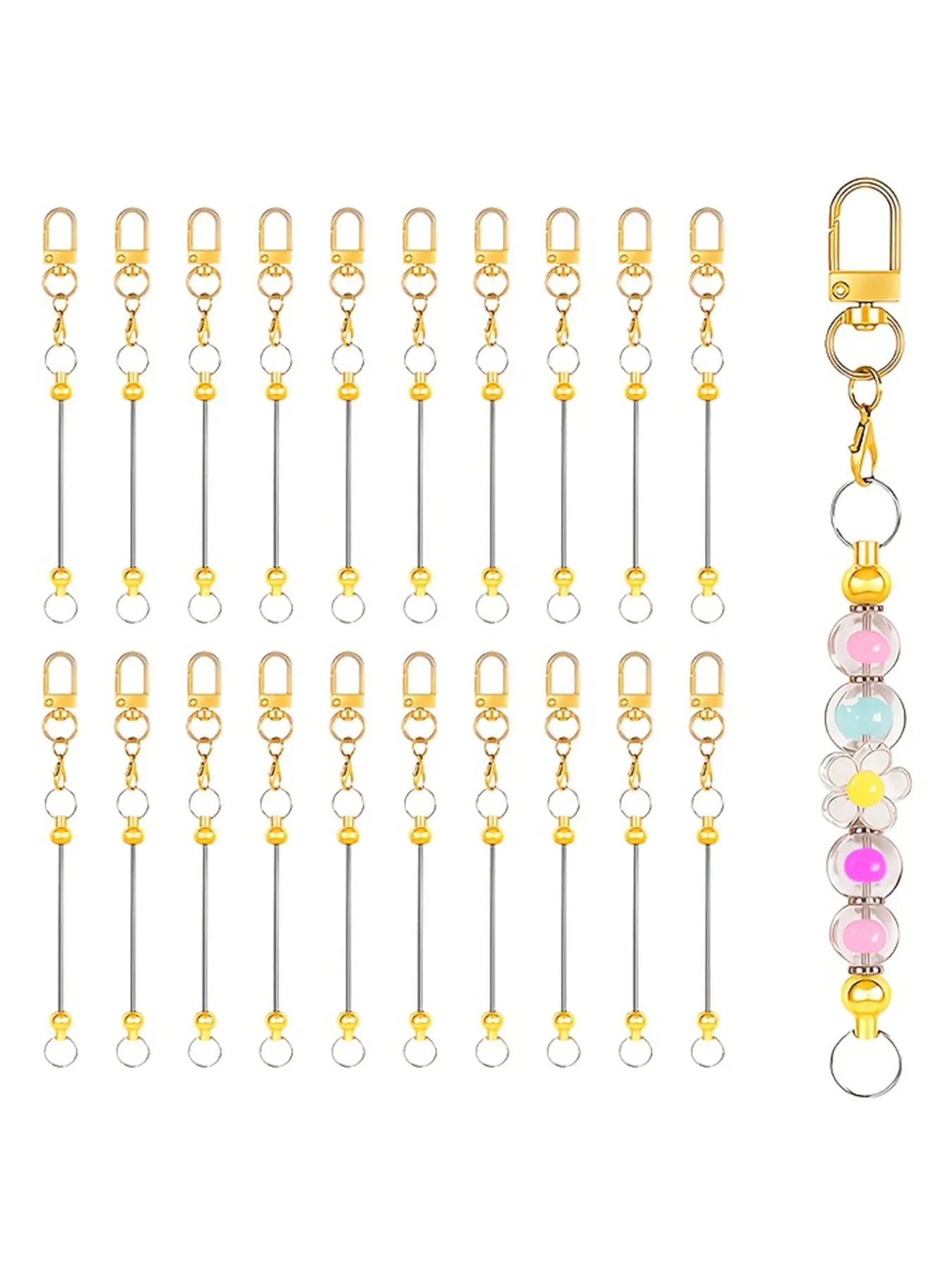 20Pcs Blank Beadable Key Rings for Jewelry Making, Bulk DIY Keychain Chain Supplies, Detachable Key Chain Pendant Handmade Craft Jewelry Accessories