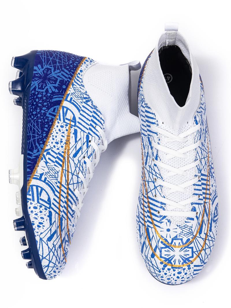 Men's All Over Print Sports Football Shoes, Lace Up Soccer Shoes, Football Cleats, Outdoor Sports Shoes for Men, Professional Training Shoes, Football Field Boots Men's All Over Print Sports Football Shoes, Lace Up Soccer Shoes, Football Cleats, Outdoor Sports Shoes for Men, Professional Training Shoes, Football Field Boots