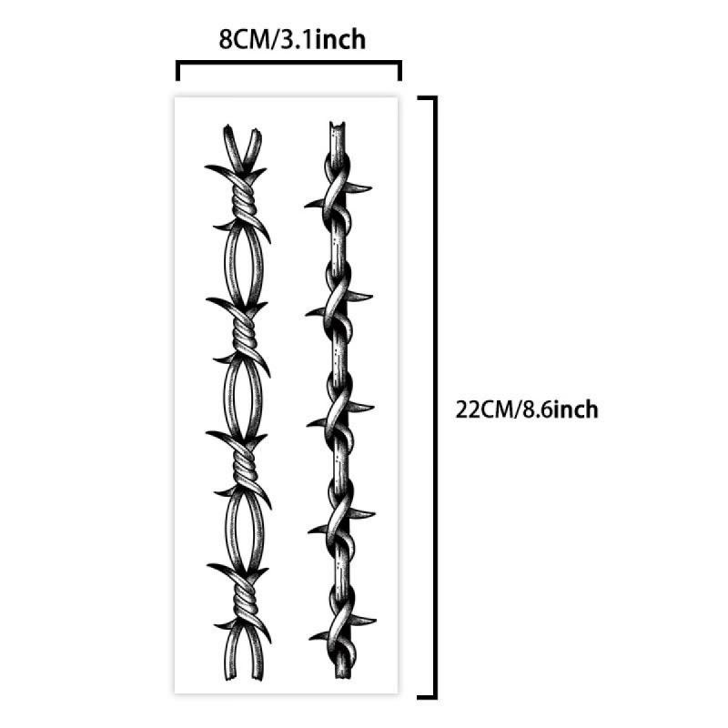 Barbed Wire Armband Juice Temporary Tattoo Sticker Magic Tattoo Waterproof Long-Lasting 7-15 Days Herbal Semi-Permanent Tattoo for Women Arm Collarbone Realistic Tattoo Fake Tattoo Line Tattoo