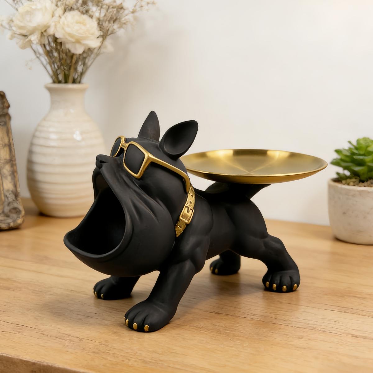 Large Mouth Bulldog Storage Figurine, Art Resin Dog Sculpture, Home Office Cafe Decor, Perfect Holiday Gift