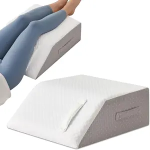 Leg Pillow Elevation Circulation, Leg Wedge for Elevation for Swelling, Leg Elevating Pillow for After Surgery, Foot Knee Pillow for Back Sleeping 23.6*16.8*8 Inch White/Grey