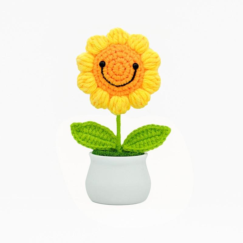 Handwoven sunflower head bouquet potted pen holder, simulated bouquet, preserved flower decoration