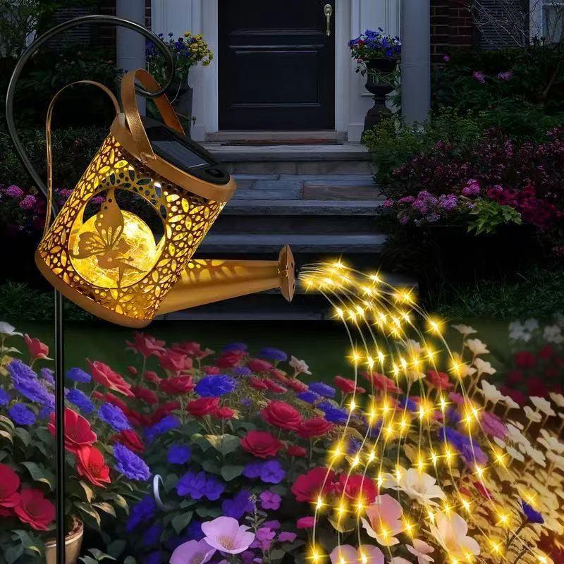 Solar Watering Can Lamp, Waterproof Outdoor Garden Decor, Large Hanging Solar Lantern Fairy Light, Ideal for Patios, Porches, Yards, Gardens, Paths