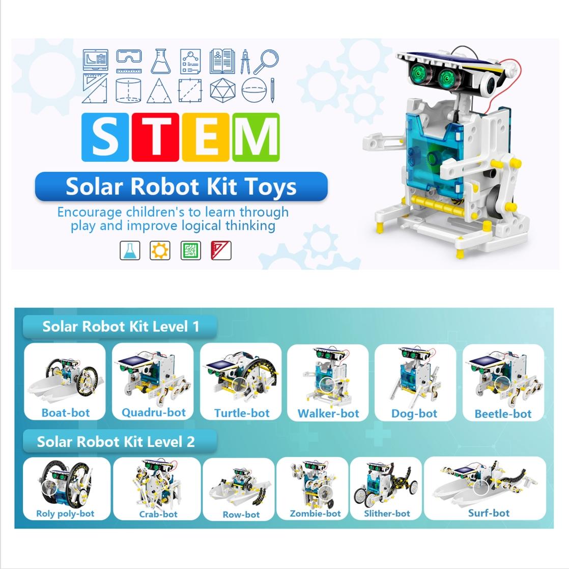 13-in-1 Solar Robot Toys for Boys Girls, STEM Science Kits for Kids Age 8-12, Building Experiments Robotics Kit STEM Projects for Kid Christmas Birthday Gifts