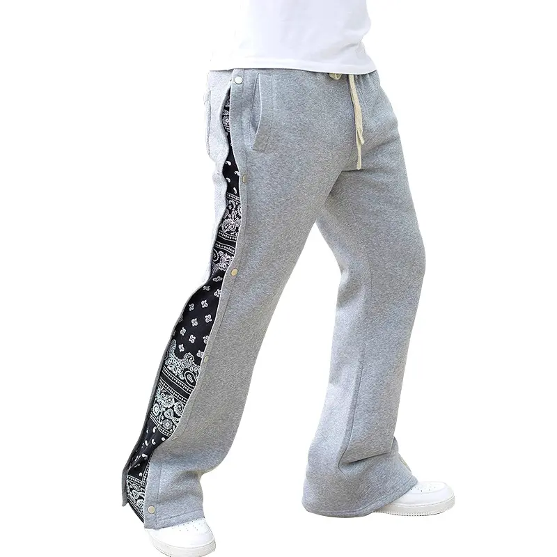 Men’s Wide Leg Pants, Streetwear Baggy Pants with Side Snap Button Detail, Loose Fit Casual Hip Hop Trousers for Men, Trendy Oversized Fashion Pants, Comfortable Daily Wear Pants for Skateboarding, Travel, Party and Urban Street Style