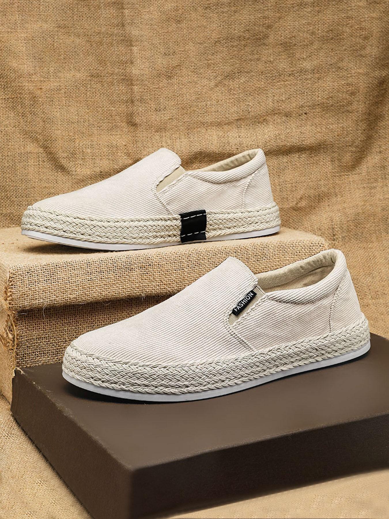 Men's Straw Woven Fisherman Shoes Slip-On Breathable Casual Loafers, Lightweight Durable Style for Outdoor & Daily Commute, Sizes 39-44, Footwear