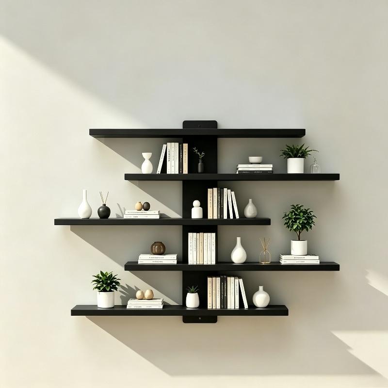 No Drill Wall Mounted Floating Shelves, Solves Wall Space Waste & Display Issues, Ideal for Bedroom, Living Room & Study, Eco-friendly Board with No-drill Installation, Multi-tier Wall Display Organizer