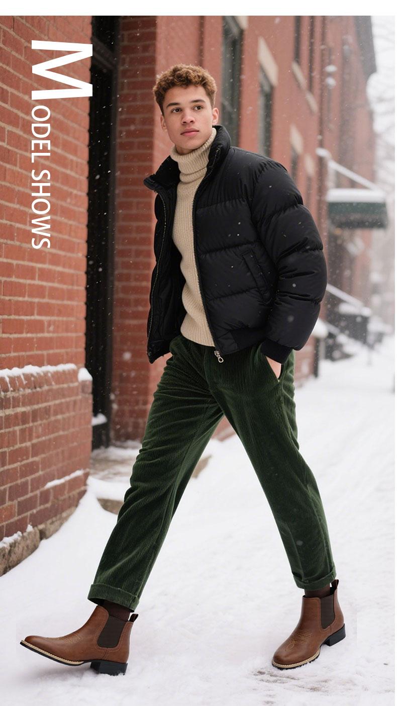 Men's Western Cowboy Boots, Square Toe Chelsea Boots And Bare Cowboy Boots, Men's Casual Retro Fashion Boots, Brown